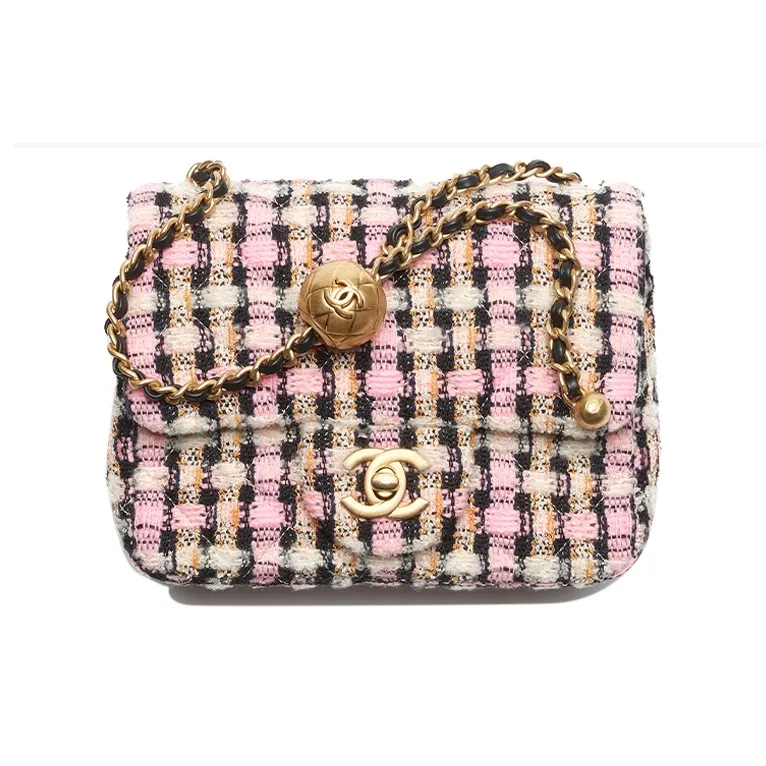 CHANEL Wool Twill Soft Woolen Flap Bag, Shoulder Bag, Crossbody Bag Mini Women's Pink-0