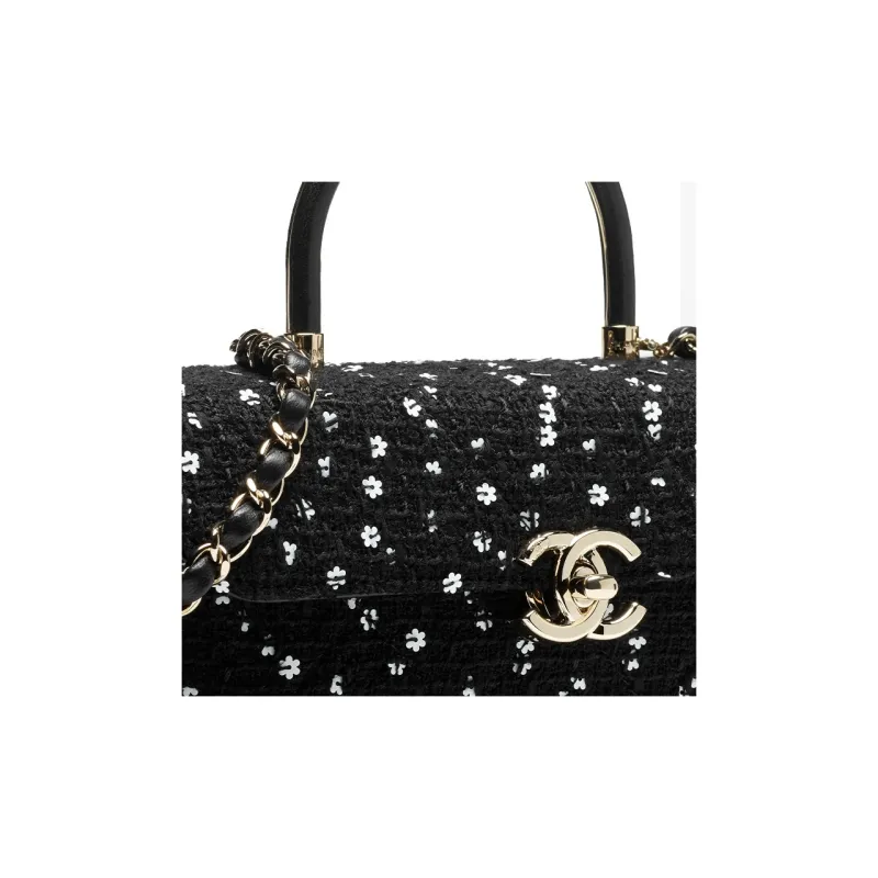 CHANEL Twill Suede Sequins Box Shaped Bag, Shoulder Bag, Crossbody Bag, Handbag Women's Black/White-2
