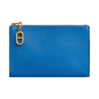 HERMES Evercolor Calfskin Makeup Bag Trumpets Unisex I7 Bleu Zellige Mosaic Blue