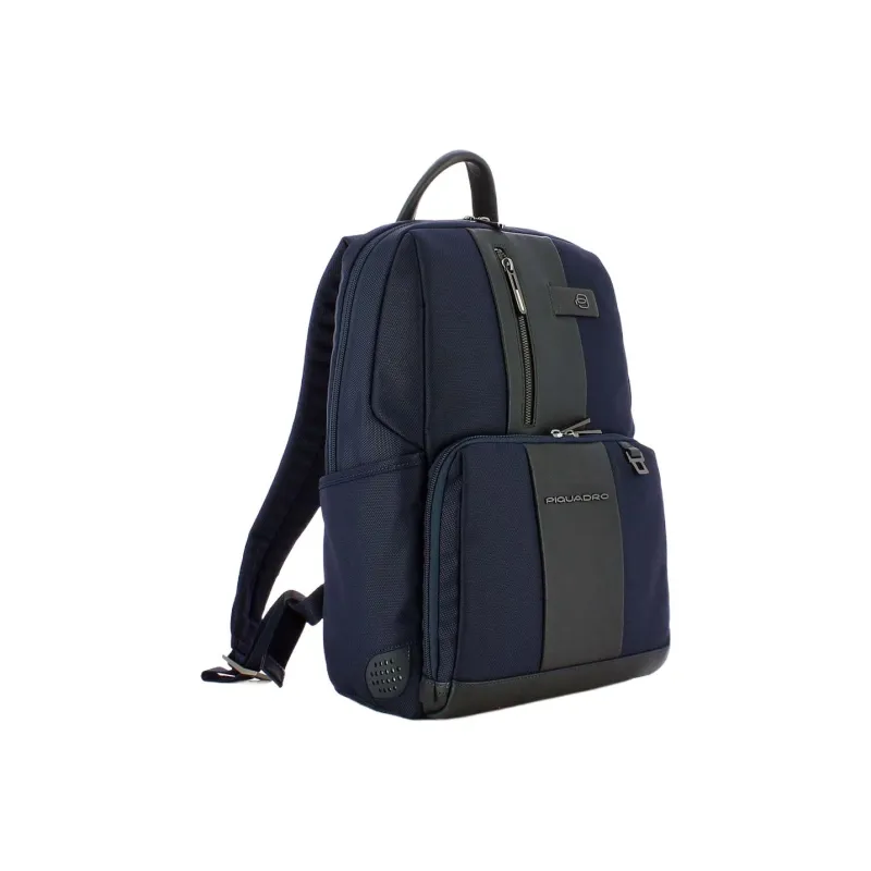 PIQUADRO Leather With Nylon Backpack Regular Unisex Blue-1