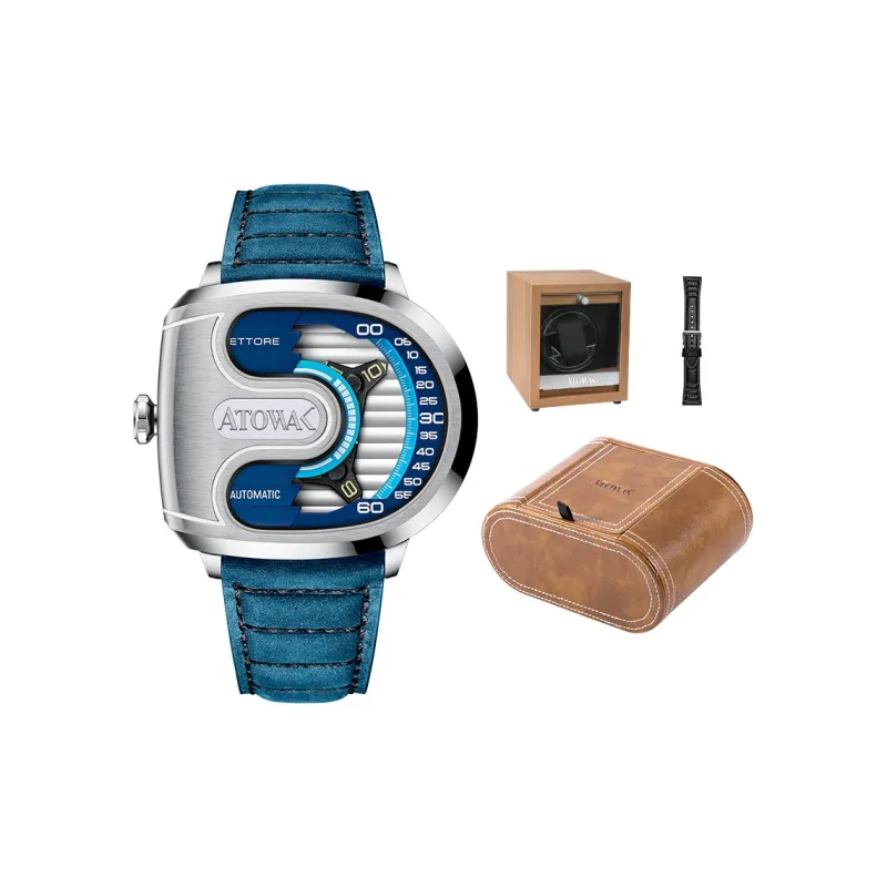 ATOWAK Supercar Wrist Watch Automatic Mechanical Movement Genuine Leather Strap 46.5*40.5*14mm Blue Dial Men's Watches-1