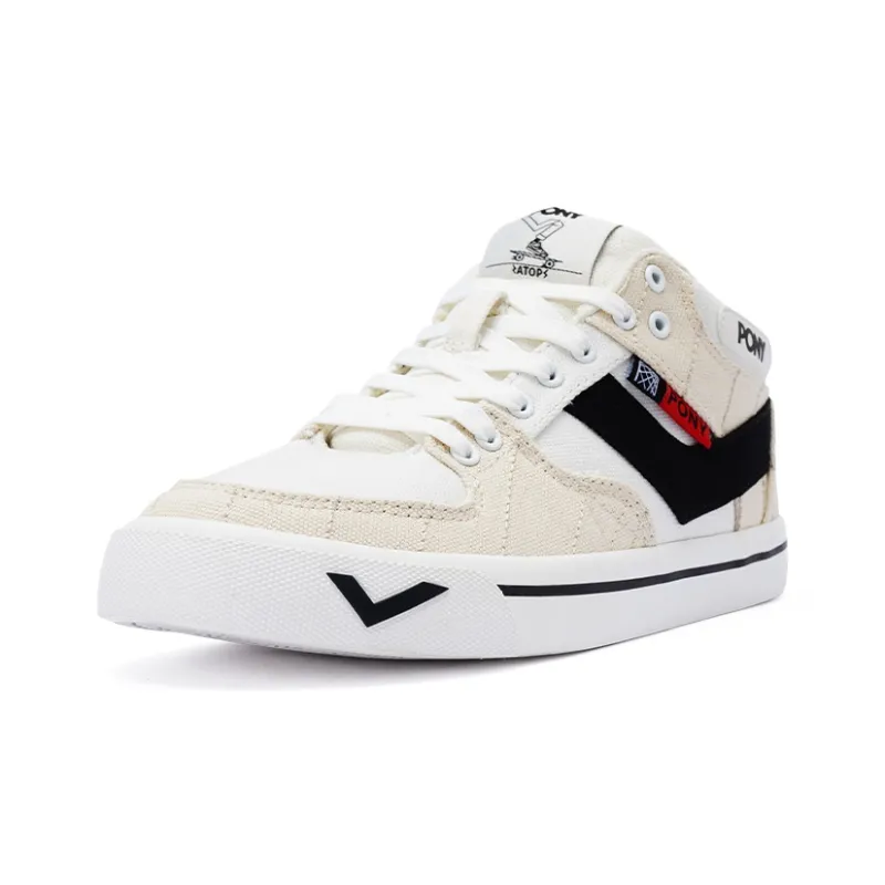 PONY Durable Breathable Low Top Skateboard Shoes Unisex Ecru-1