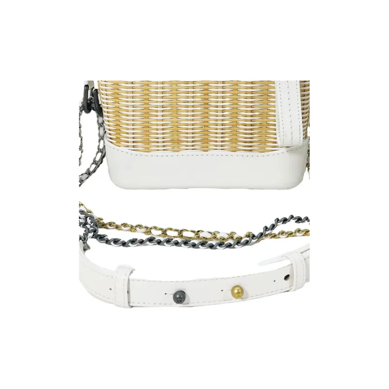 CHANEL Gabrielle Calfskin Crossbody Handbag, Shoulder Bag Trumpets Women's White-3