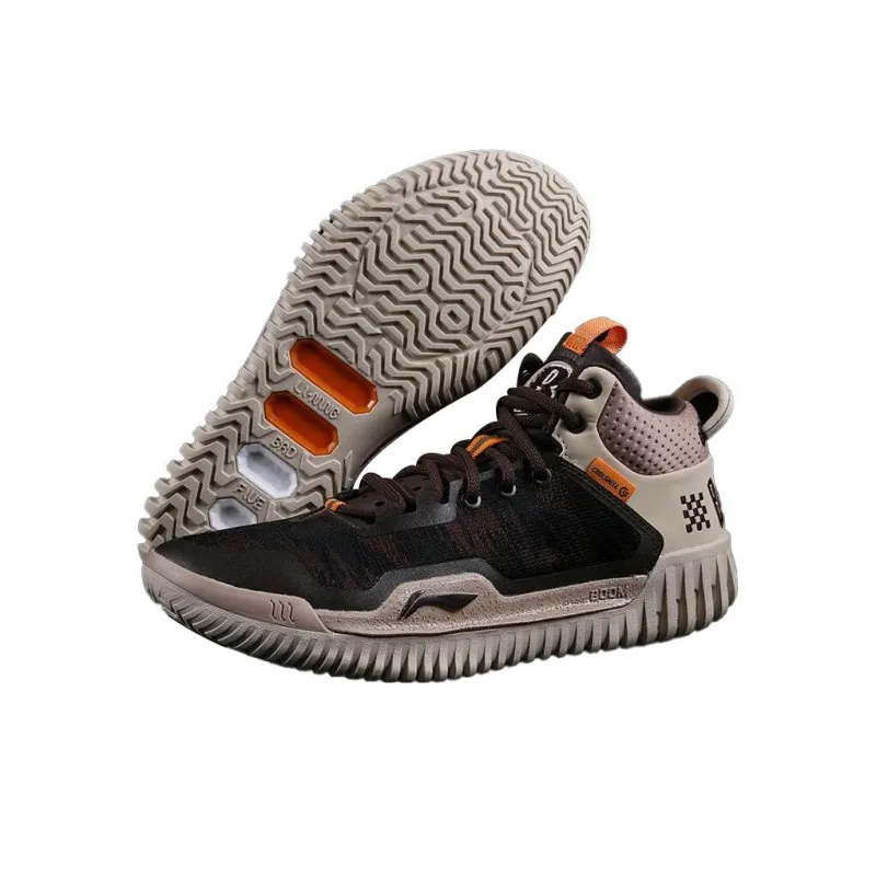 LiNing Badfive 3 Cushioning Wear Resistant Mid Top Basketball Shoes Men's Umber-4