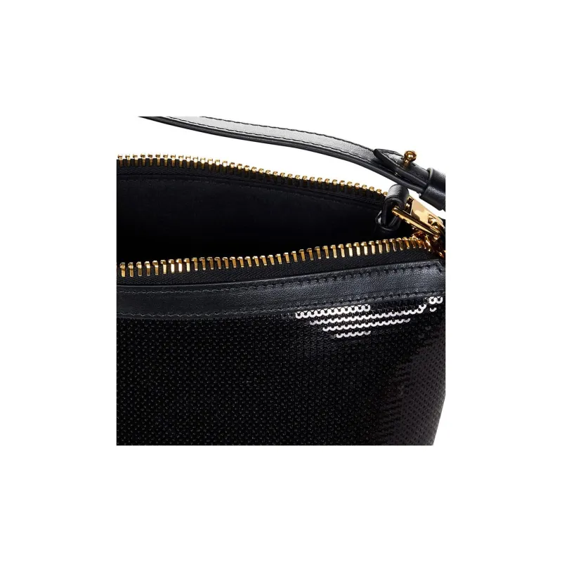 TOM FORD Silk With Calfskin Shoulder Bag, Crossbody Bag, Handbag Trumpets Women's Black-3