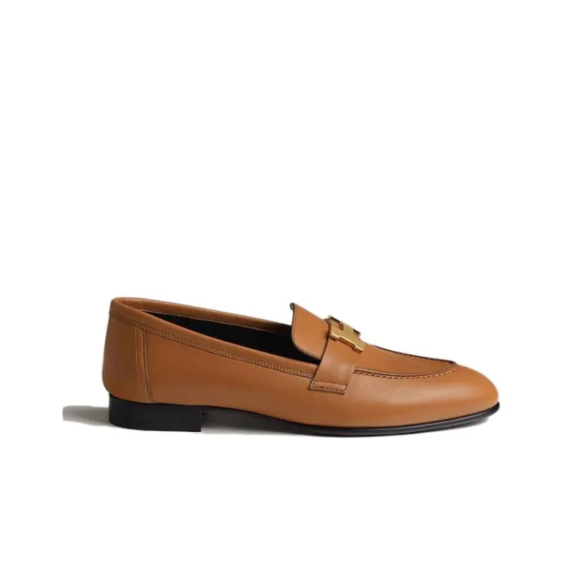HERMES Paris Loafers Women's Brown-1