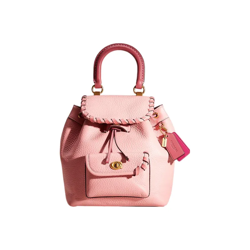 COACH Riya Leather Backpack Medium Size Women's Pink-0