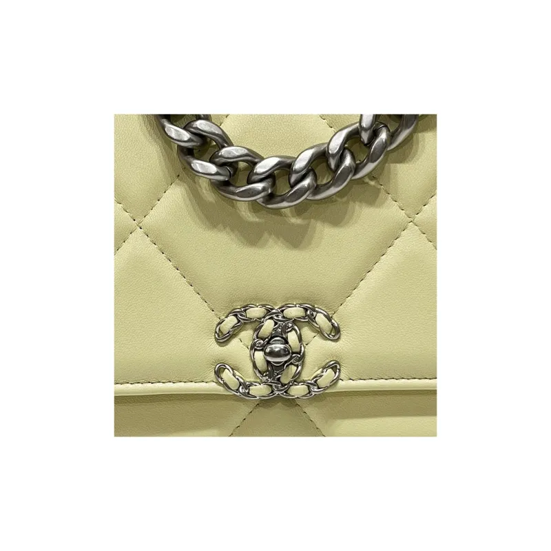 CHANEL 19BagWOC Sheepskin Shoulder Bag, Crossbody Bag, Wallet Women's Light Yellow-1
