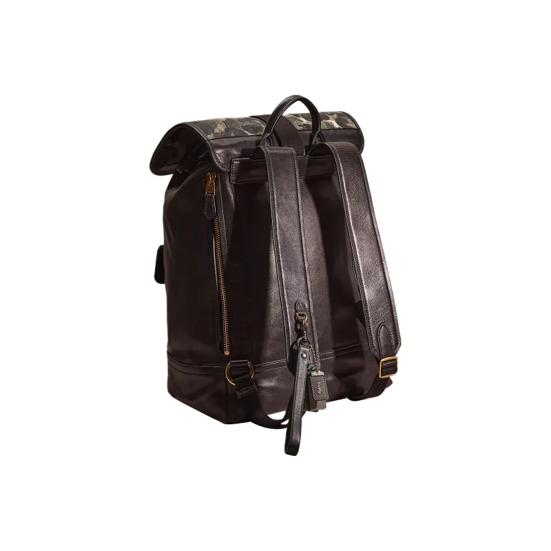 COACH Bleecker Calfskin Backpack Large Size Men's Black-1