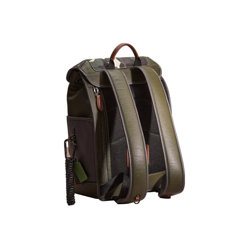 COACH Calfskin Backpack Tubas Men's Olive Green-1