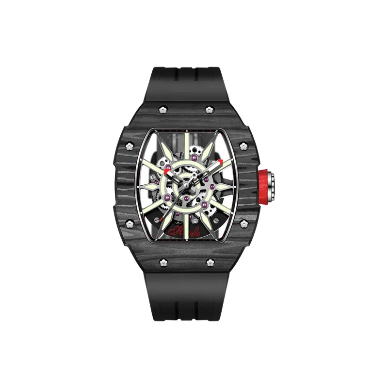 HaofaTourbillon Mechanical Movement Rubber Strap Watch Men's Watches Cut-Out Dial-10