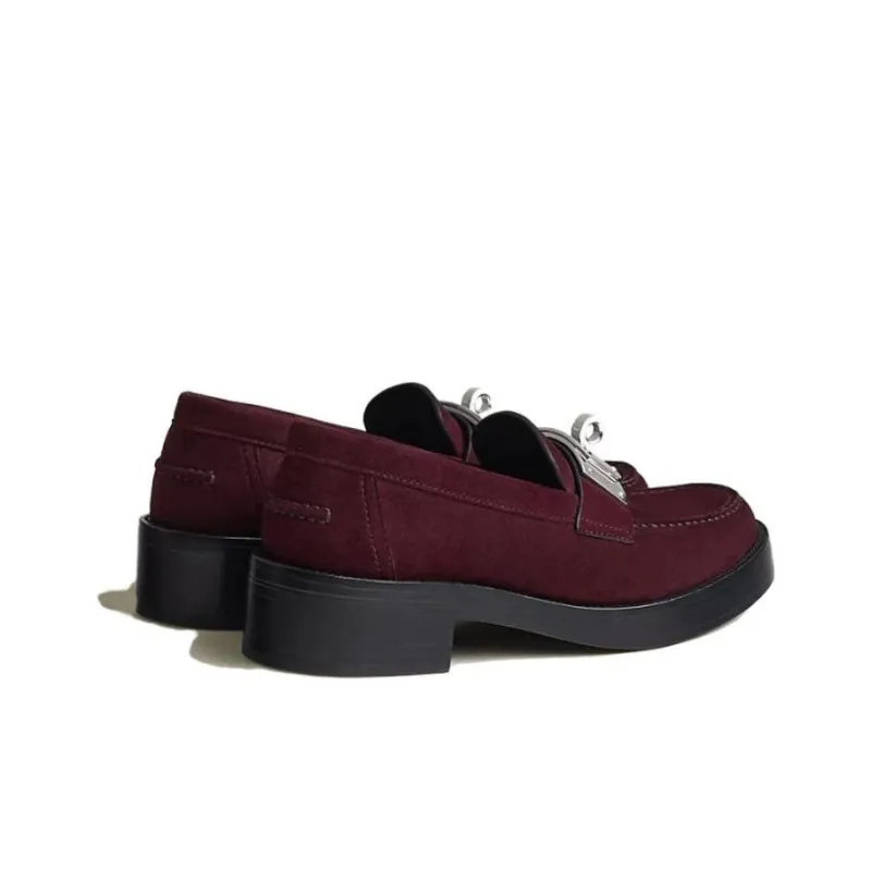 HERMES Loafers Women's Mahogany Brown-4