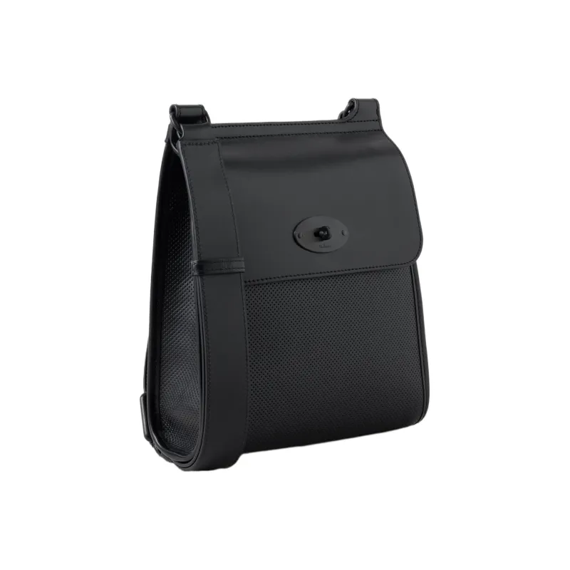 Mulberry Cow Leather Messenger Bag Shoulder Bag Crossbody Bag Women's Black-1