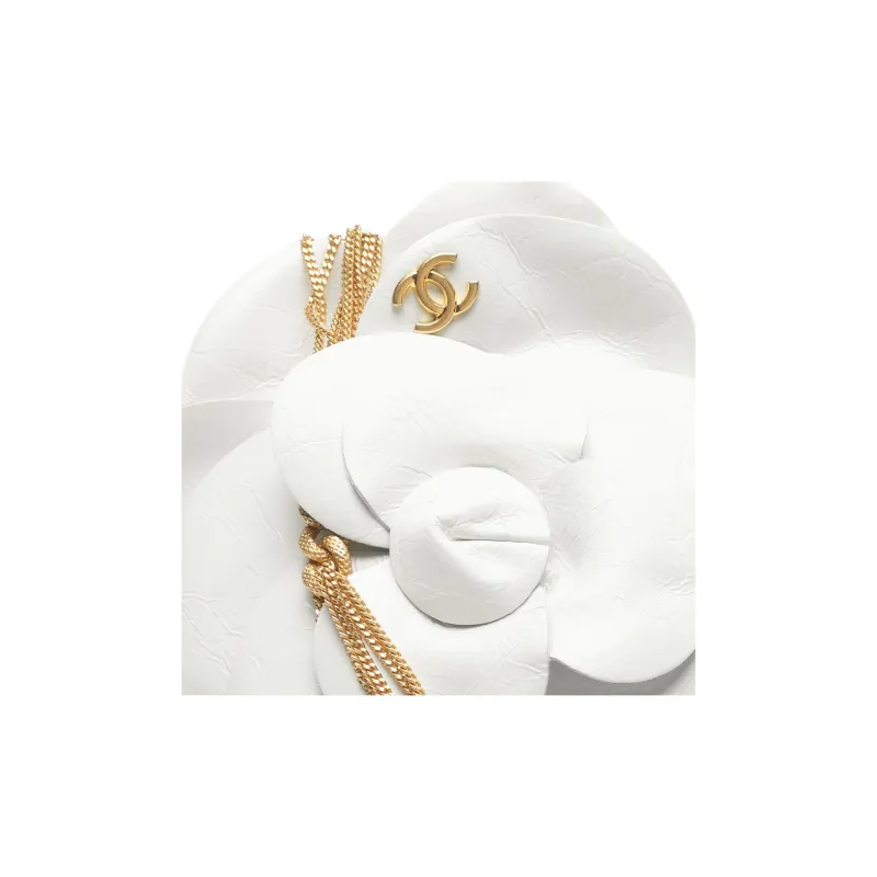 CHANEL Calfskin Camellia Evening Party Bag Clutch Shoulder Bag Women's White-3