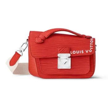 LOUIS VUITTON Monceau Cow Leather Shoulder Bag Crossbody Bag Handbag Regular Men's Vermilion
