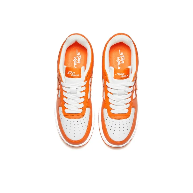 Starwalk Soldier Warm Anti-Slip And Wear-Resistant Breathable Low-Top Skateboard Shoes Unisex White Orange-3