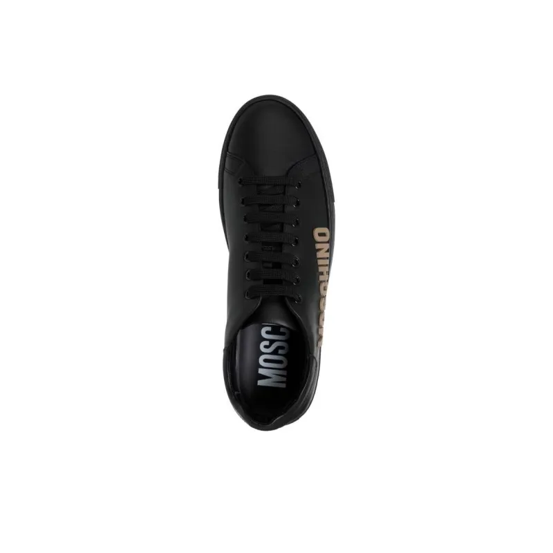 MOSCHINO Logo-debossed Leather Sneakers-3