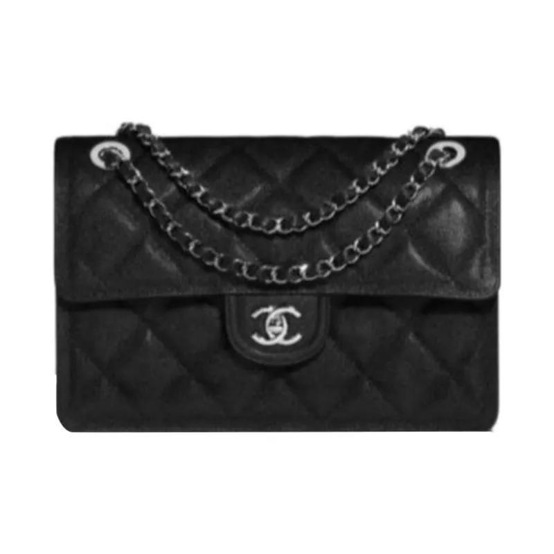 CHANEL Grain Cow Leather Flap Bag, Crossbody Bag, Shoulder Bag Women's Black-0