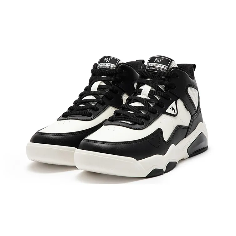 361° Thermal Slip Resistant Cushioning High Top Skateboard Shoes Women's Black White-2