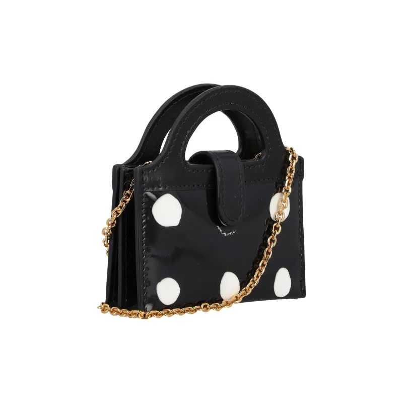 MARNI Patent Leather Calfskin Portable Shoulder Bag Crossbody Bag Wallet Women's Black/White-1