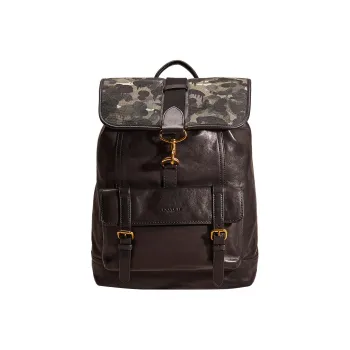 COACH Bleecker Calfskin Backpack Large Size Men's Black