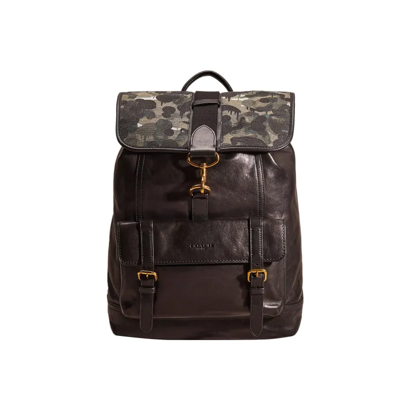 COACH Bleecker Calfskin Backpack Large Size Men's Black-0