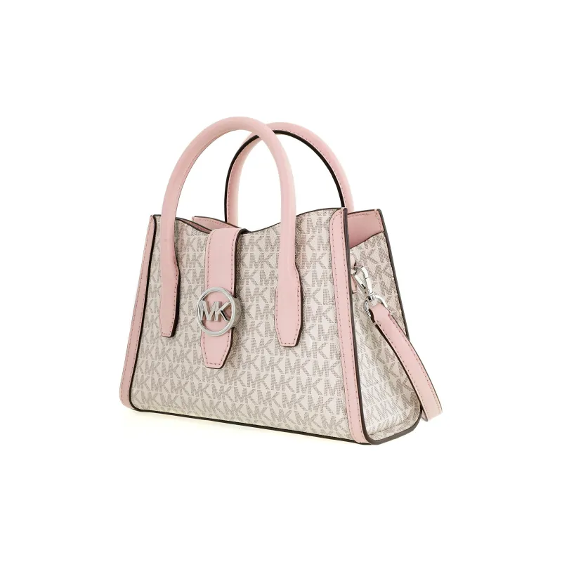 MICHAEL KORS Gabby Canvas With Leather Handbags Shoulder Bag Crossbody Bag Small Size Women's Pink & Ivory Gray-1