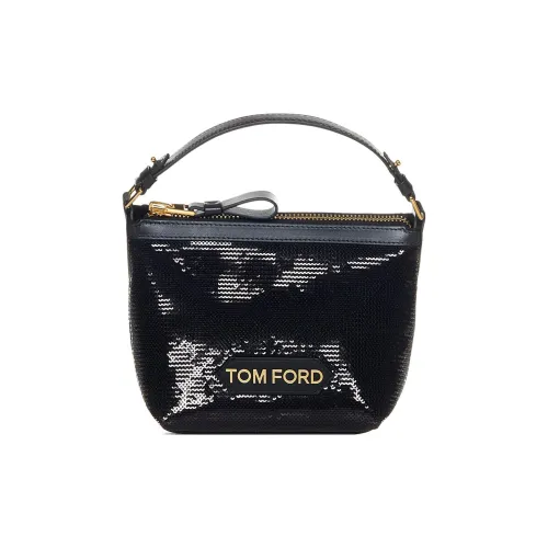 TOM FORD Silk With Calfskin Shoulder Bag, Crossbody Bag, Handbag Small Size Women's Black