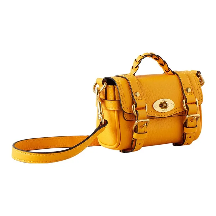 Mulberry Alexa Grained Cow Leather Briefcase Handbag Shoulder Bag Crossbody Bag Extra Mini Women's Yellow-1