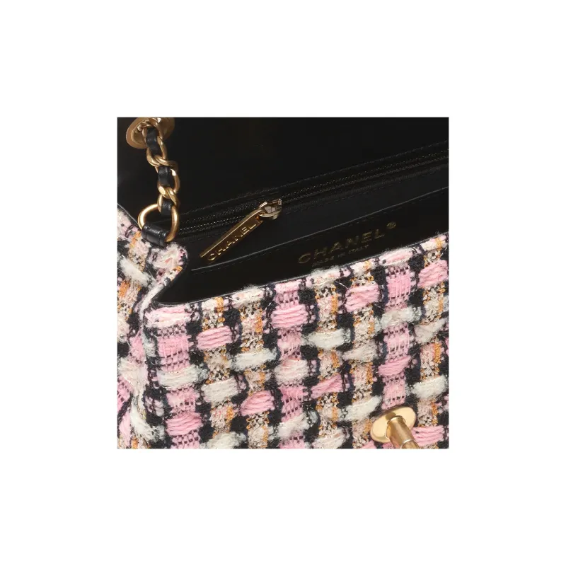 CHANEL Wool Twill Soft Woolen Flap Bag, Shoulder Bag, Crossbody Bag Mini Women's Pink-3