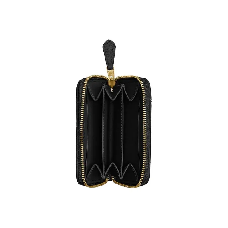 COACH Zip Around Nappa Sheepskin Coin Purse, Wallet, Card Holder Trumpets Women's Black-2