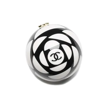 CHANEL Resin Glass Evening Bag Shoulder Bag Women's Black & White