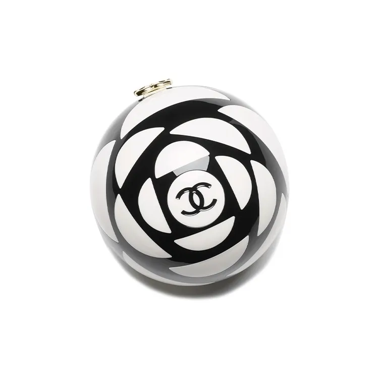 CHANEL Resin Glass Evening Bag Shoulder Bag Women's Black & White-0
