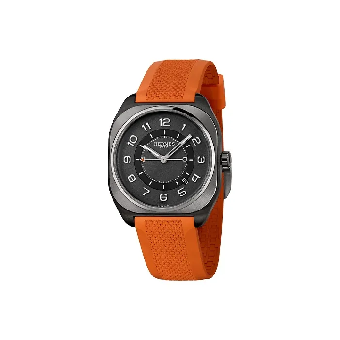 HERMES Hermès H08 Collection Wrist Watch Automatic Mechanical Movement Rubber Strap 39mm Gray Dial Men's Watches-1