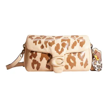COACH Tabby Leather Pillow Bag Crossbody Bag Shoulder Bag Medium Size Women's Beige & Brown
