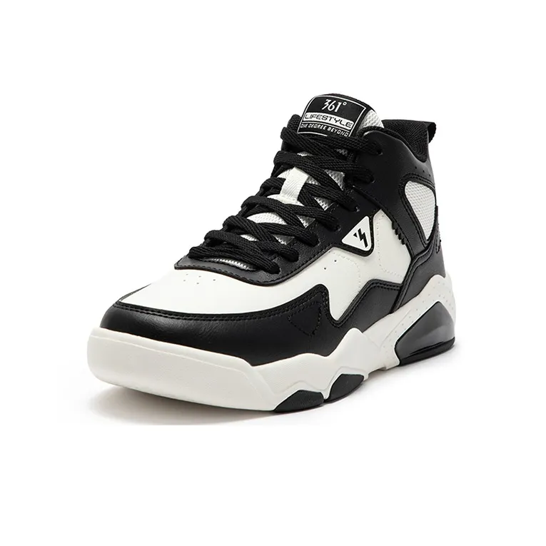 361° Thermal Slip Resistant Cushioning High Top Skateboard Shoes Women's Black White-1