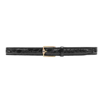 GUCCI Crocodile Embossed Pin Buckle Leather Belts Men's Black Width 2.2CM