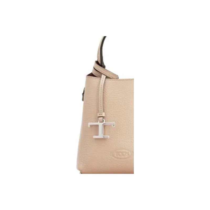 TOD'S Timeless Leather Handbag, Shoulder Bag, Crossbody Bag, Cell Phone Pouch Extra Small Women's Milk Coffee-2