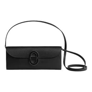 HERMES Maillon To Go Epsom Leather Wallet, Shoulder Bag, Crossbody Bag Regular Women's Black