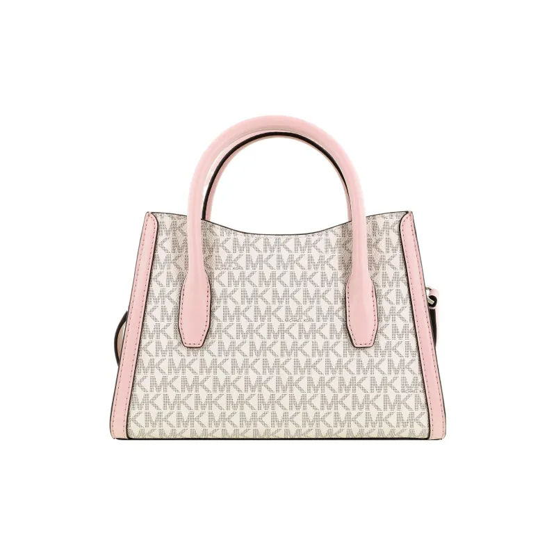 MICHAEL KORS Gabby Canvas With Leather Handbags Shoulder Bag Crossbody Bag Small Size Women's Pink & Ivory Gray-2