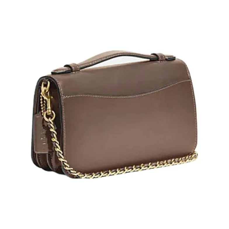 COACH Bea Cow Leather Envelope Bag, Shoulder Bag, Crossbody Bag Trumpets Women's Dark Lime Gray-1