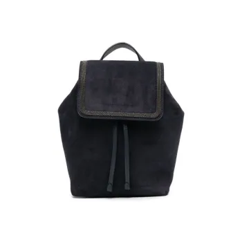 Brunello Cucinelli Calfskin Combo Suede Backpack Regular Women's Midnight Blue