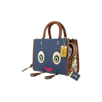COACH Rogue Cow Leather Handbag, Shoulder Bag, Crossbody Bag Trumpets Women's Denim Blue