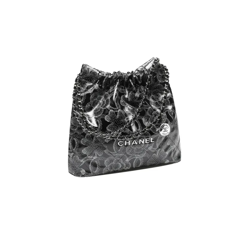 CHANEL Calfskin Bucket Bag, Shoulder Bag, Crossbody Bag, Handbag Women's Black & White-1