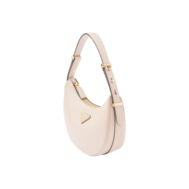 PRADA Arque Leather Shoulder Bag Women's Flesh Pink-1