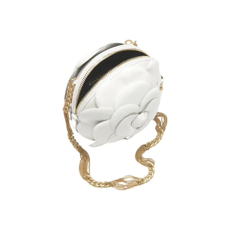 CHANEL Calfskin Camellia Evening Party Bag Clutch Shoulder Bag Women's White-2