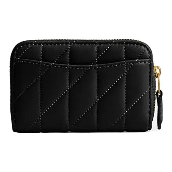 COACH Zip Around Nappa Sheepskin Coin Purse, Wallet, Card Holder Trumpets Women's Black-1