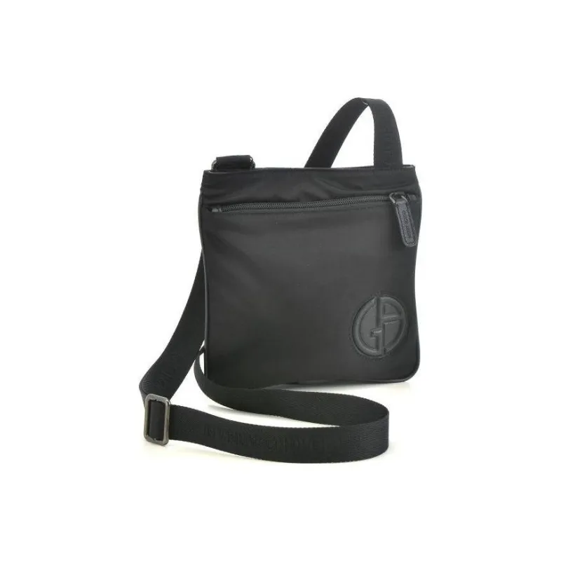 EMPORIO ARMANI Leather Briefcases Shoulder Bag Crossbody Bag Small Size Men's Black-2
