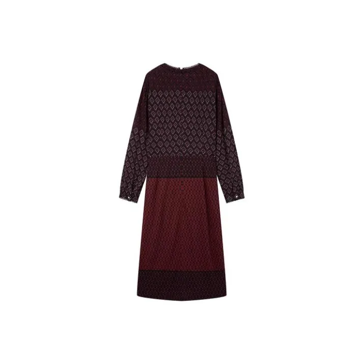 FINITY Long Sleeved Dresses Women's Red Print-1