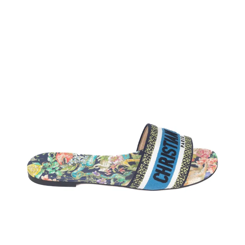 DIOR Dway Rubber Sole Quiet Slide Slippers Women's Blue Black-1